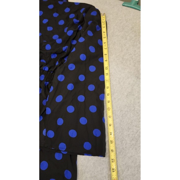 Emma & Michele Dress Womens XL Black Blue Polka Dot Long Sleeve Wrap New - Picture 10 of 12